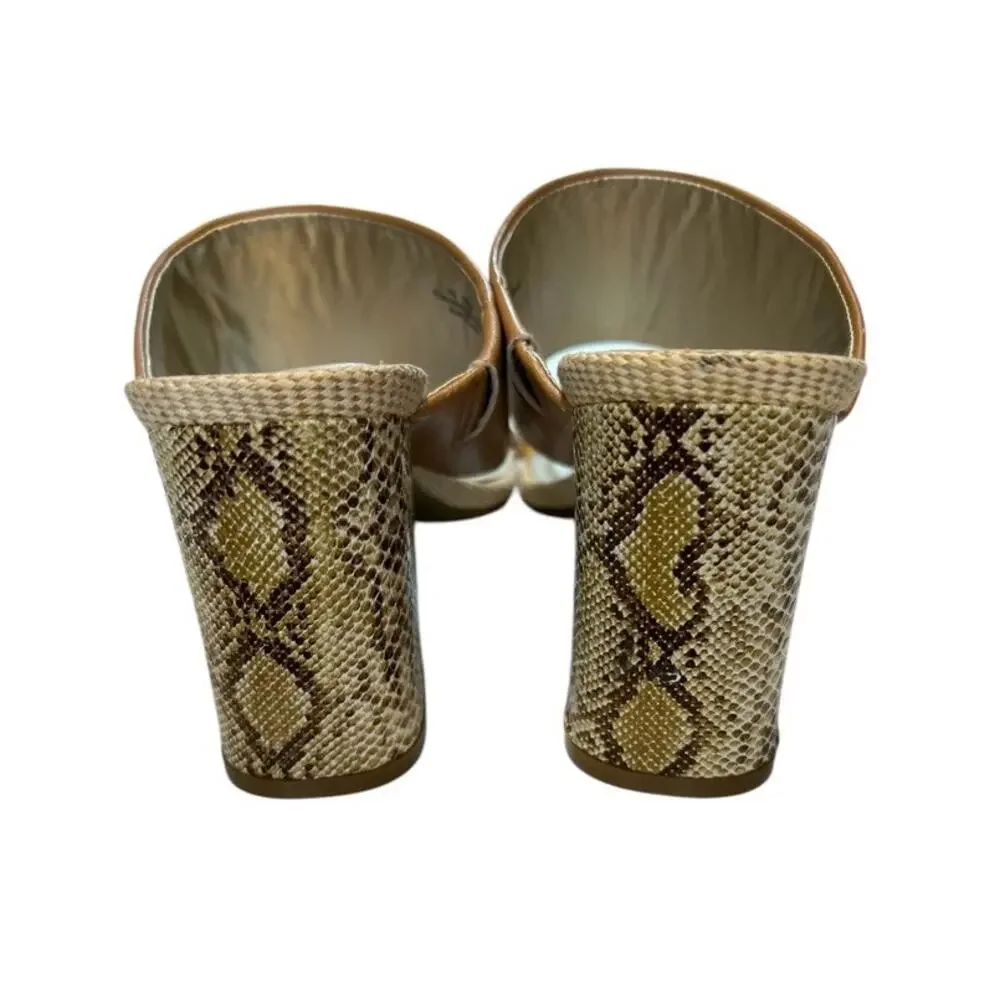 Nicole Briar snakeskin block heel sandal, Brown & Metallic Gold, 10m NWOB - Picture 7 of 13